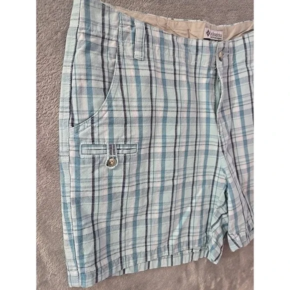 Columbia Women's Plaid Shorts Size‎ 12 Blue White Casual Outdoor Hiking - Picture 3 of 6